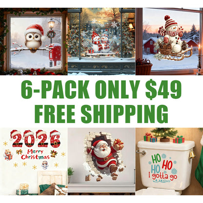 Santa 3D Breakthrough Wall Sticker – Removable Christmas Vinyl Decor