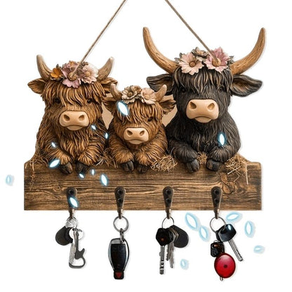 Rustic Highland Cow Wooden Hanging Ornament