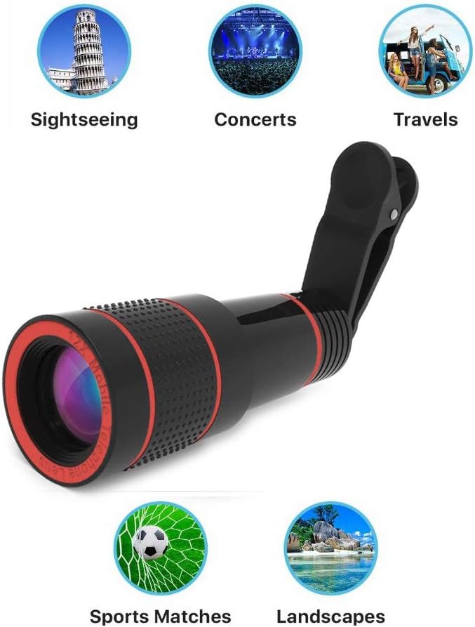 12X HD Telephoto Clip-On Phone Camera Lens & Monocular