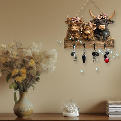 Rustic Highland Cow Wooden Hanging Ornament