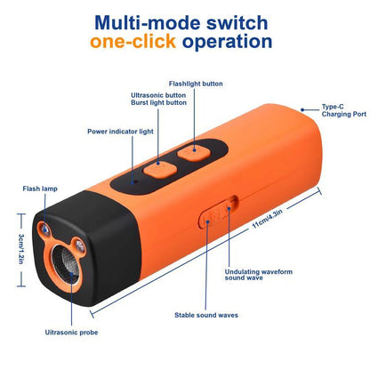 Rechargeable Ultrasonic Dog Bark Control Device with LED Flashlight