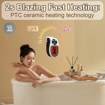 450W Plug-In Wall Outlet Space Heater with Thermostat & Timer