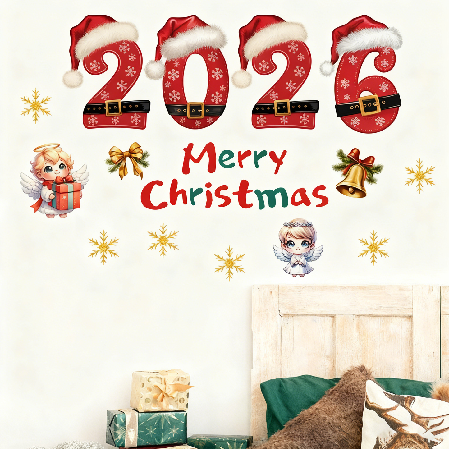Santa 3D Breakthrough Wall Sticker – Removable Christmas Vinyl Decor