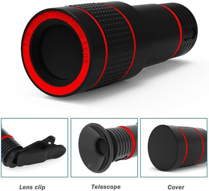 12X HD Telephoto Clip-On Phone Camera Lens & Monocular