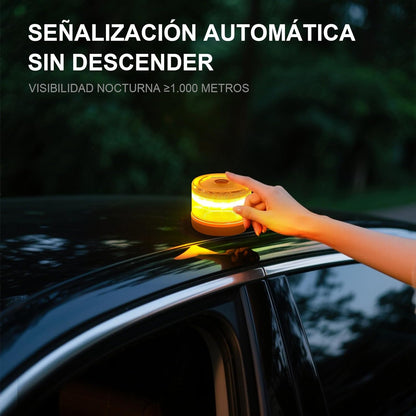 DarkFairy Luz de Emergencia V16 Aprobada por la DGT con Geolocalización 3.0 – Señalización de Ubicación para Automóviles, Plan de Datos Incluido – Base Magnética IP54 – Cumple con la Normativa 2026.