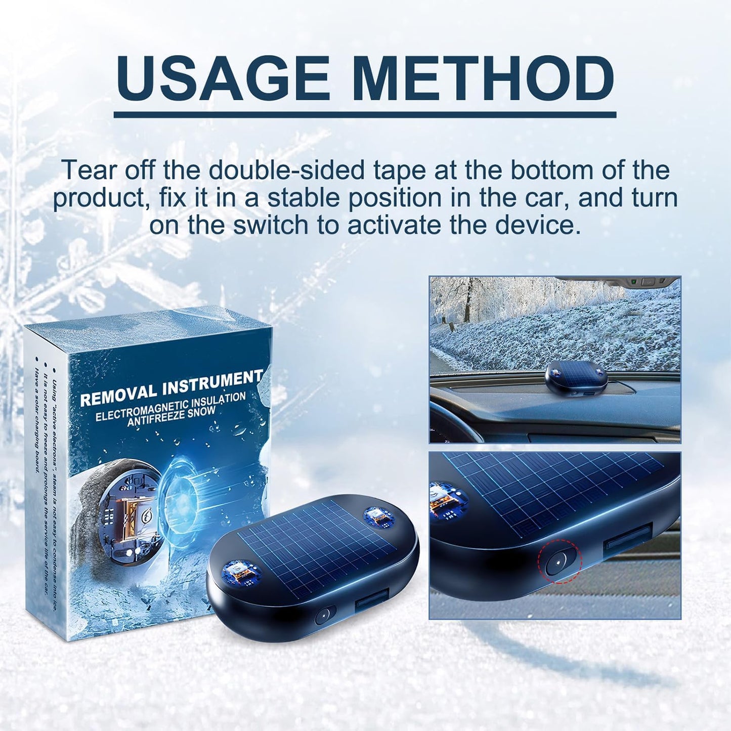 Electromagnetic Anti-Freezing Device / Enjoy a clear windshield every winter morning.