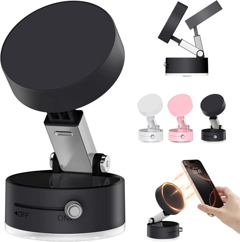 2025 Vacuum Magnetic Phone Mount – Foldable Double-Sided Suction Holder for Any Phone