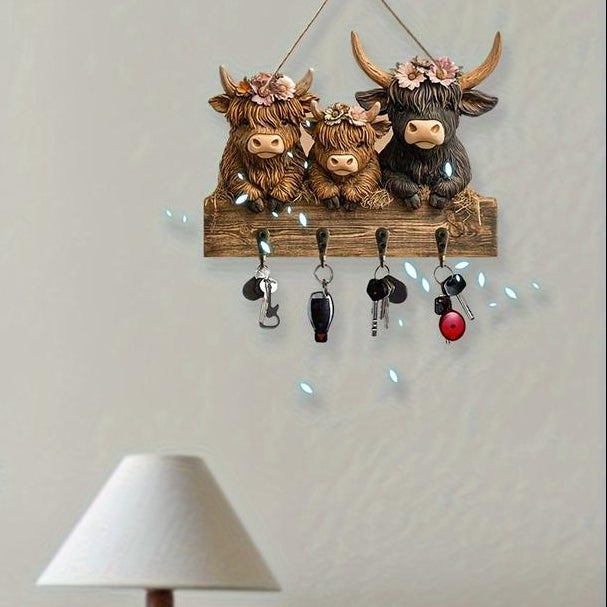 Rustic Highland Cow Wooden Hanging Ornament